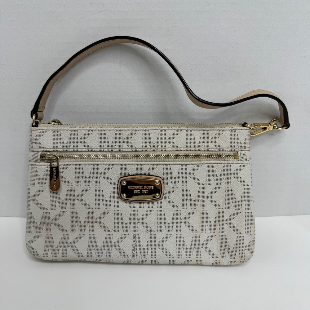 Michael Kors Signature MK Monogram Wristlet Small Shoulder Bag 35F1GJSW3B - Picture 1 of 11